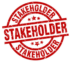 stakeholder round red grunge stamp