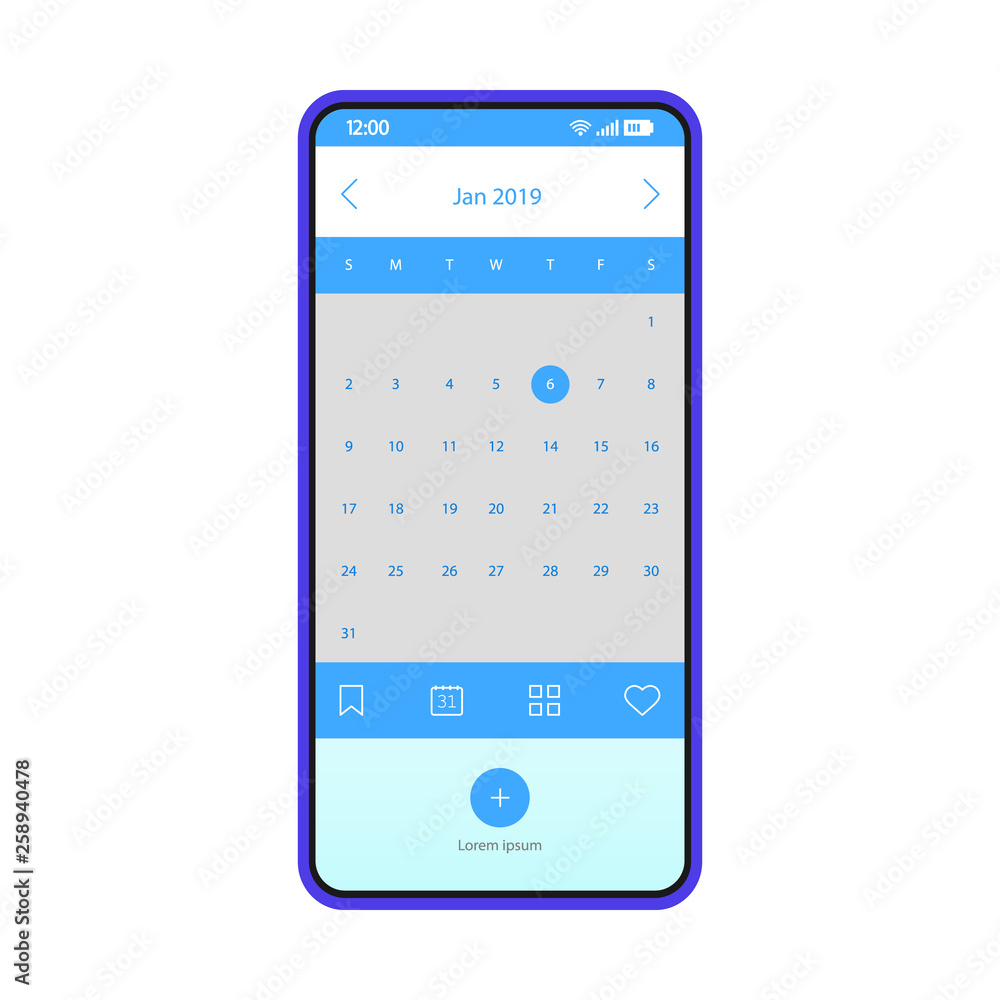 Poster reminder smartphone app interface vector template