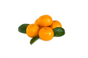 Tangerines are ripe juicy orange on white background.