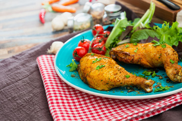 Chicken legs seasoned with curry