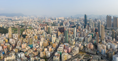 Top view of Hong Kong city