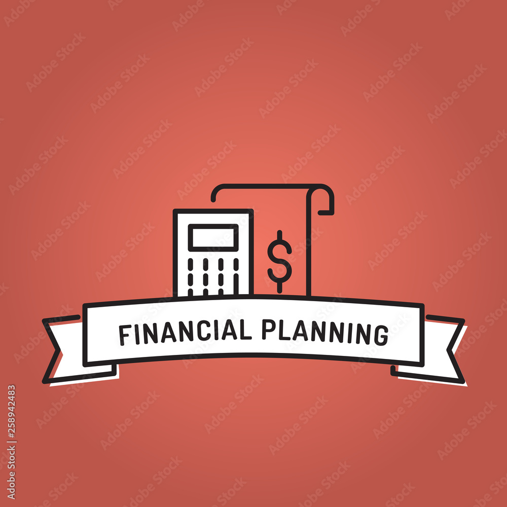 Wall mural financial planning line icon set