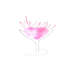illustration watercolor cocktail in the glass