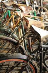 Urban retro bicycle on the street