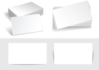 Vector collection of blank business cards on light background with shadows