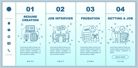 Job searching onboarding mobile app page screen vector template