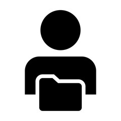 Save icon vector with male person profile avatar folder symbol for information data in flat color glyph pictogram illustration