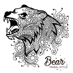 Bear head tribal style Hand drawn