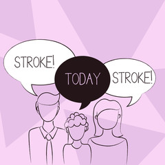 Conceptual hand writing showing Stroke. Concept meaning Patients losing consciousness due to poor blood flow medical Family of One Child Between Father and Mother Speech Bubble