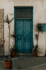 Fototapeta na wymiar warm blue door exterior