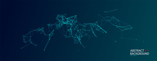 Abstract polygonal vector science background with connecting dots and lines.