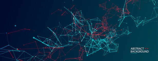 Abstract polygonal vector science background with connecting dots and lines.