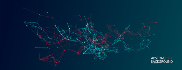 Abstract polygonal vector science background with connecting dots and lines.