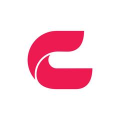 letter c simple curves 3d logo vector