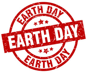 earth day round red grunge stamp