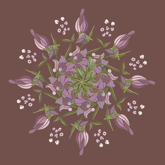 Circular ornament. Beautiful flower. Vector illustration