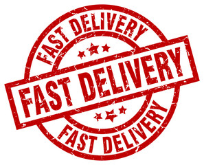 fast delivery round red grunge stamp