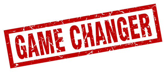 square grunge red game changer stamp
