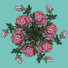 Colorful pattern.Ornament. Mandala flower. Round pattern. Flowers. Mandala. T-shirt print.Vector illustration.