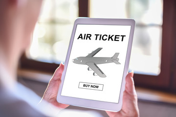 Air ticket booking concept on a tablet