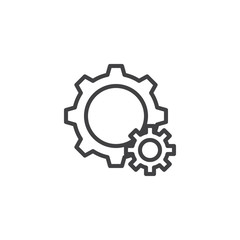 Setting gears line icon. linear style sign for mobile concept and web design. Cogwheel, configuration outline vector icon. Symbol, logo illustration. Pixel perfect vector graphics