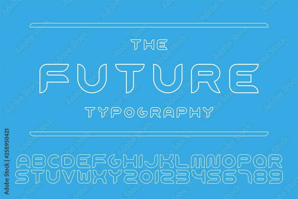 Fototapete vector designer futuristic font - minimal design. contour english alphabet. outline latin letters an