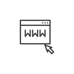 Select Website page line icon. linear style sign for mobile concept and web design. WWW Domain browser window outline vector icon. Symbol, logo illustration. Pixel perfect vector graphics