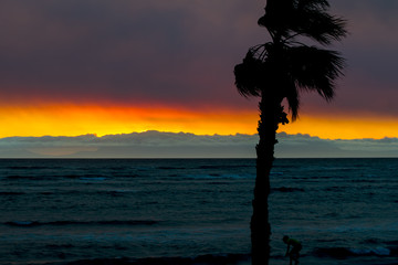 Effect of bush fires on the sunset at False Bay, Western Cape