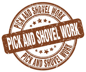 pick and shovel work brown grunge stamp
