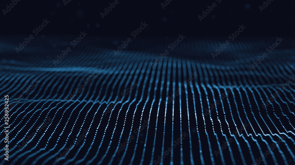 Poster 3d abstract digital technology background. futuristic sci-fi user interface concept with gradient do