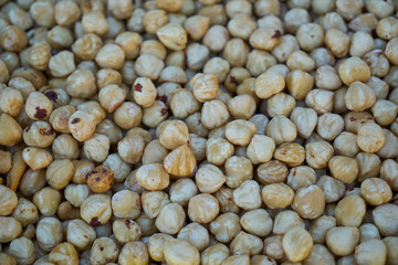 Hazelnuts close up background