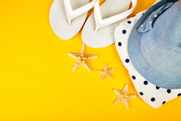 Colorful summer female fashion outfit. Beach, vacation, travel concept