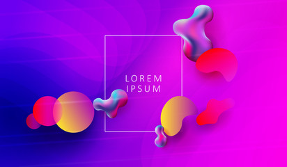 Abstract purple design with randomly drawn multicolored circles and blurred spots