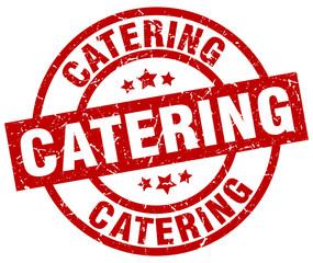 catering round red grunge stamp