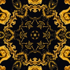 Abstract liquid gold design pattern. Graphic painting in golden color. Great as decor for rich and luxury products. Fashion print. Creative background in stylish motifs.