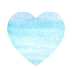 Watercolor illustration of a gradient blue ocean sea heart on a white background