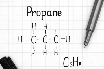 Chemical formula of Propane with black pen.