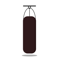 Boxing punching bag isolated on white background. Sport concept. Vector flat illustration