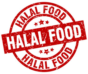halal food round red grunge stamp
