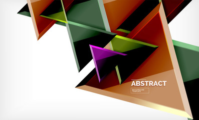 Triangular low poly background design, multicolored triangles