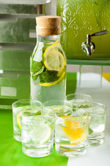 Set of cocktails at the bar, bright colored.