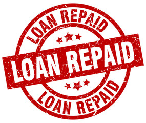 loan repaid round red grunge stamp