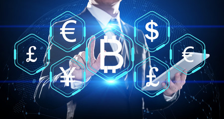 Bitcoin Cryptocurrency Digital Bit Coin BTC Currency Technology Business Internet Concept