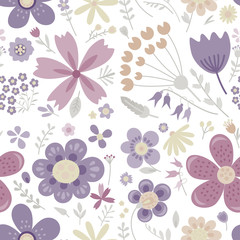 Plakat Amazing floral vector seamless pattern of flowers