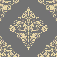 Classic seamless vector pattern. Damask orient ornament. Golden classic vintage background. Orient ornament for fabric, wallpaper and packaging