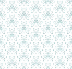 Floral vector ornament. Seamless abstract classic background with white flowers. Pattern with repeating floral elements. Ornament for fabric, wallpaper and packaging
