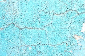 Peeling paint on wall blue grunge material texture