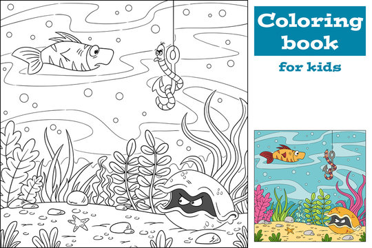 Coloring book for kids. Hand draw vector illustration with separate layers.