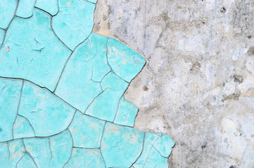 Peeling paint on wall blue grunge material texture