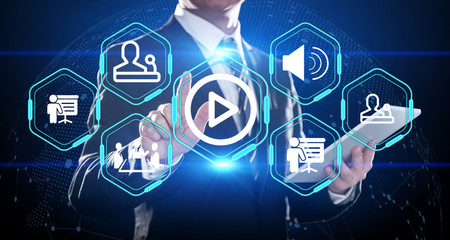 Video Play Presentation Screen Technology Business Internet Concept